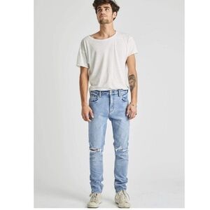 Rolla’s Tim Slims Slim Fit Distressed Denim Blue Jeans Men’s Size 34x32